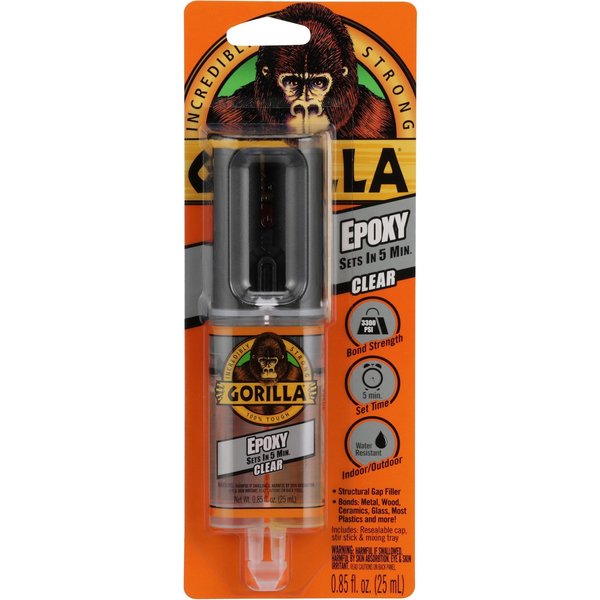 Gorilla Glue Epoxy Clear Glue, Long-Lasting, East-to-use Syringe, 5-minute Set Time GOR4200101